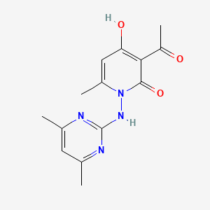 molecular formula C14H16N4O3 B5913595 3-acetyl-1-[(4,6-dimethyl-2-pyrimidinyl)amino]-4-hydroxy-6-methyl-2(1H)-pyridinone 