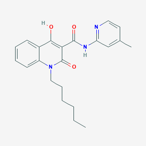 molecular formula C22H25N3O3 B5913728 1-hexyl-4-hydroxy-N-(4-methyl-2-pyridinyl)-2-oxo-1,2-dihydro-3-quinolinecarboxamide 
