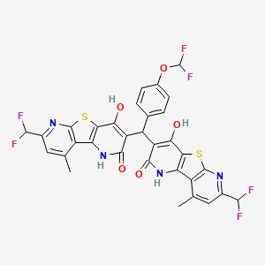 3,3'-{[4-(difluoromethoxy)phenyl]methylene}bis[7-(difluoromethyl)-4-hydroxy-9-methylpyrido[2',3':4,5]thieno[2,3-b]pyridin-2(1H)-one]