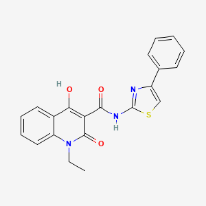 molecular formula C21H17N3O3S B5913930 1-ethyl-4-hydroxy-2-oxo-N-(4-phenyl-1,3-thiazol-2-yl)-1,2-dihydro-3-quinolinecarboxamide 