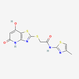 molecular formula C12H10N4O3S3 B5914035 2-[(7-hydroxy-5-oxo-4,5-dihydro[1,3]thiazolo[4,5-b]pyridin-2-yl)thio]-N-(4-methyl-1,3-thiazol-2-yl)acetamide 