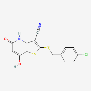 molecular formula C15H9ClN2O2S2 B5914043 2-[(4-chlorobenzyl)thio]-7-hydroxy-5-oxo-4,5-dihydrothieno[3,2-b]pyridine-3-carbonitrile 