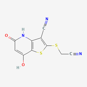 2-[(cyanomethyl)thio]-7-hydroxy-5-oxo-4,5-dihydrothieno[3,2-b]pyridine-3-carbonitrile