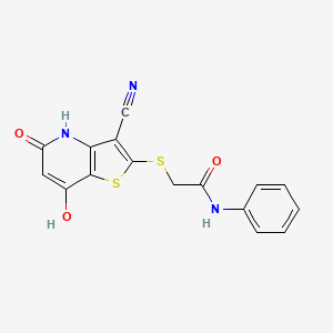 2-[(3-cyano-7-hydroxy-5-oxo-4,5-dihydrothieno[3,2-b]pyridin-2-yl)thio]-N-phenylacetamide