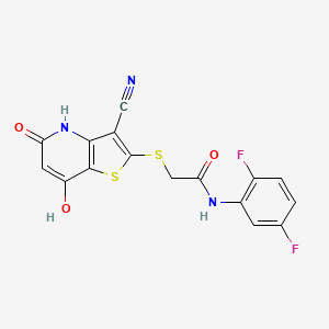 2-[(3-cyano-7-hydroxy-5-oxo-4,5-dihydrothieno[3,2-b]pyridin-2-yl)thio]-N-(2,5-difluorophenyl)acetamide