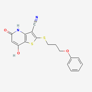 molecular formula C17H14N2O3S2 B5914560 7-hydroxy-5-oxo-2-[(3-phenoxypropyl)thio]-4,5-dihydrothieno[3,2-b]pyridine-3-carbonitrile 