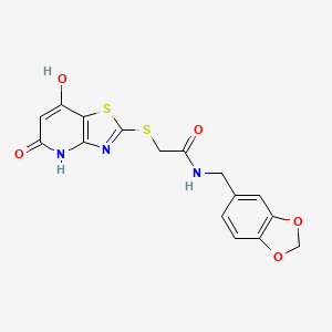 molecular formula C16H13N3O5S2 B5914564 N-(1,3-benzodioxol-5-ylmethyl)-2-[(7-hydroxy-5-oxo-4,5-dihydro[1,3]thiazolo[4,5-b]pyridin-2-yl)thio]acetamide 