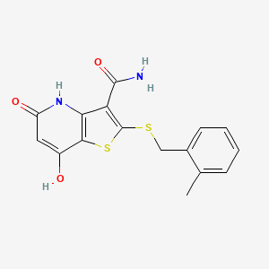 7-hydroxy-2-[(2-methylbenzyl)thio]-5-oxo-4,5-dihydrothieno[3,2-b]pyridine-3-carboxamide