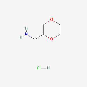 molecular formula C5H12ClNO2 B591463 (1,4-Dioxan-2-yl)methanamine hydrochloride CAS No. 1185156-19-7