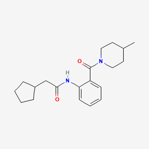 molecular formula C20H28N2O2 B5914721 2-cyclopentyl-N-{2-[(4-methyl-1-piperidinyl)carbonyl]phenyl}acetamide 