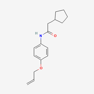 molecular formula C16H21NO2 B5914735 N-[4-(allyloxy)phenyl]-2-cyclopentylacetamide 