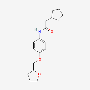molecular formula C18H25NO3 B5914742 2-cyclopentyl-N-[4-(tetrahydro-2-furanylmethoxy)phenyl]acetamide 