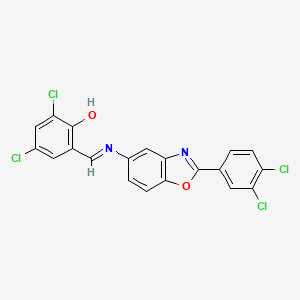 2,4-dichloro-6-({[2-(3,4-dichlorophenyl)-1,3-benzoxazol-5-yl]imino}methyl)phenol