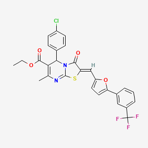 molecular formula C28H20ClF3N2O4S B5914879 ethyl 5-(4-chlorophenyl)-7-methyl-3-oxo-2-({5-[3-(trifluoromethyl)phenyl]-2-furyl}methylene)-2,3-dihydro-5H-[1,3]thiazolo[3,2-a]pyrimidine-6-carboxylate 