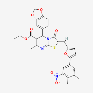 molecular formula C30H25N3O8S B5914892 ethyl 5-(1,3-benzodioxol-5-yl)-2-{[5-(3,4-dimethyl-5-nitrophenyl)-2-furyl]methylene}-7-methyl-3-oxo-2,3-dihydro-5H-[1,3]thiazolo[3,2-a]pyrimidine-6-carboxylate 