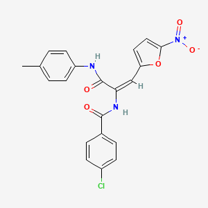 molecular formula C21H16ClN3O5 B5914917 4-chloro-N-[1-{[(4-methylphenyl)amino]carbonyl}-2-(5-nitro-2-furyl)vinyl]benzamide 