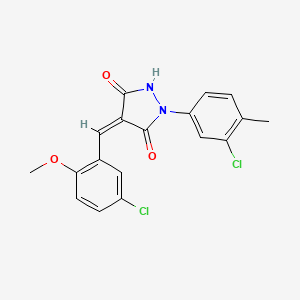 molecular formula C18H14Cl2N2O3 B5914939 4-(5-chloro-2-methoxybenzylidene)-1-(3-chloro-4-methylphenyl)-3,5-pyrazolidinedione 