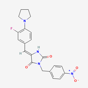 molecular formula C21H19FN4O4 B5914988 5-[3-fluoro-4-(1-pyrrolidinyl)benzylidene]-3-(4-nitrobenzyl)-2,4-imidazolidinedione 