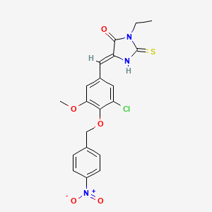 molecular formula C20H18ClN3O5S B5914994 5-{3-chloro-5-methoxy-4-[(4-nitrobenzyl)oxy]benzylidene}-3-ethyl-2-thioxo-4-imidazolidinone 
