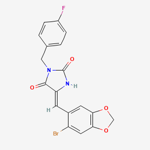 5-[(6-bromo-1,3-benzodioxol-5-yl)methylene]-3-(4-fluorobenzyl)-2,4-imidazolidinedione