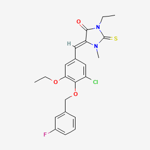 molecular formula C22H22ClFN2O3S B5915011 5-{3-chloro-5-ethoxy-4-[(3-fluorobenzyl)oxy]benzylidene}-3-ethyl-1-methyl-2-thioxo-4-imidazolidinone 