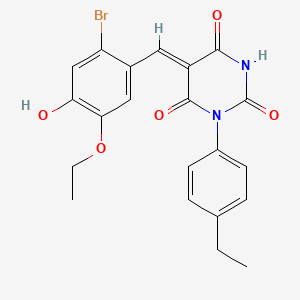 molecular formula C21H19BrN2O5 B5915045 5-(2-bromo-5-ethoxy-4-hydroxybenzylidene)-1-(4-ethylphenyl)-2,4,6(1H,3H,5H)-pyrimidinetrione 