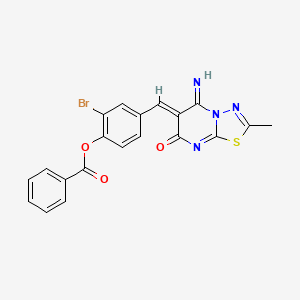 2-bromo-4-[(5-imino-2-methyl-7-oxo-5H-[1,3,4]thiadiazolo[3,2-a]pyrimidin-6(7H)-ylidene)methyl]phenyl benzoate