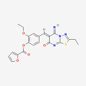 molecular formula C21H18N4O5S B5915081 2-ethoxy-4-[(2-ethyl-5-imino-7-oxo-5H-[1,3,4]thiadiazolo[3,2-a]pyrimidin-6(7H)-ylidene)methyl]phenyl 2-furoate 