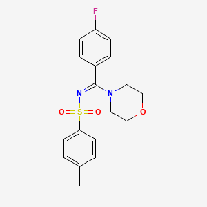 molecular formula C18H19FN2O3S B5915093 N-[(4-fluorophenyl)(4-morpholinyl)methylene]-4-methylbenzenesulfonamide 
