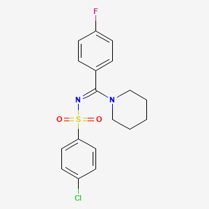 4-chloro-N-[(4-fluorophenyl)(1-piperidinyl)methylene]benzenesulfonamide