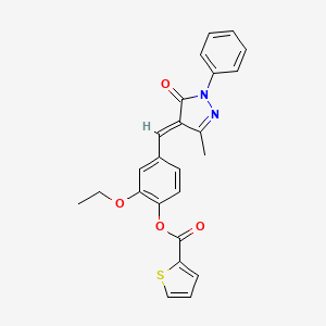 molecular formula C24H20N2O4S B5915104 2-ethoxy-4-[(3-methyl-5-oxo-1-phenyl-1,5-dihydro-4H-pyrazol-4-ylidene)methyl]phenyl 2-thiophenecarboxylate 