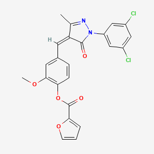 molecular formula C23H16Cl2N2O5 B5915118 4-{[1-(3,5-dichlorophenyl)-3-methyl-5-oxo-1,5-dihydro-4H-pyrazol-4-ylidene]methyl}-2-methoxyphenyl 2-furoate 