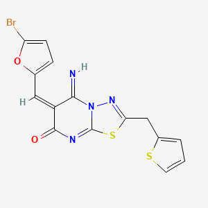 molecular formula C15H9BrN4O2S2 B5915122 6-[(5-bromo-2-furyl)methylene]-5-imino-2-(2-thienylmethyl)-5,6-dihydro-7H-[1,3,4]thiadiazolo[3,2-a]pyrimidin-7-one 