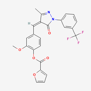 molecular formula C24H17F3N2O5 B5915130 2-methoxy-4-({3-methyl-5-oxo-1-[3-(trifluoromethyl)phenyl]-1,5-dihydro-4H-pyrazol-4-ylidene}methyl)phenyl 2-furoate 