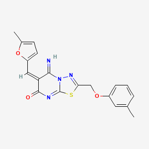 molecular formula C19H16N4O3S B5915142 5-imino-6-[(5-methyl-2-furyl)methylene]-2-[(3-methylphenoxy)methyl]-5,6-dihydro-7H-[1,3,4]thiadiazolo[3,2-a]pyrimidin-7-one 