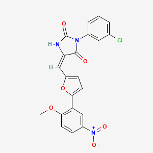 molecular formula C21H14ClN3O6 B5915189 3-(3-chlorophenyl)-5-{[5-(2-methoxy-5-nitrophenyl)-2-furyl]methylene}-2,4-imidazolidinedione 