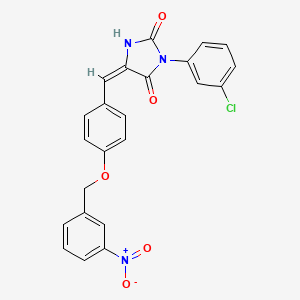 molecular formula C23H16ClN3O5 B5915194 3-(3-chlorophenyl)-5-{4-[(3-nitrobenzyl)oxy]benzylidene}-2,4-imidazolidinedione 