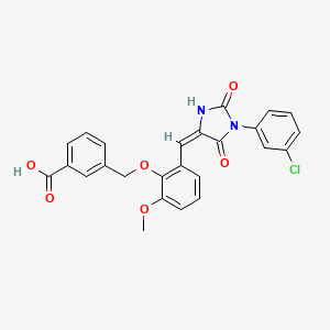 molecular formula C25H19ClN2O6 B5915195 3-[(2-{[1-(3-chlorophenyl)-2,5-dioxo-4-imidazolidinylidene]methyl}-6-methoxyphenoxy)methyl]benzoic acid 