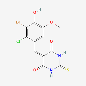 molecular formula C12H8BrClN2O4S B5915202 5-(3-bromo-2-chloro-4-hydroxy-5-methoxybenzylidene)-2-thioxodihydro-4,6(1H,5H)-pyrimidinedione 