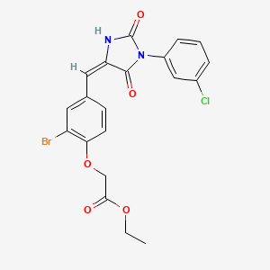 molecular formula C20H16BrClN2O5 B5915214 ethyl (2-bromo-4-{[1-(3-chlorophenyl)-2,5-dioxo-4-imidazolidinylidene]methyl}phenoxy)acetate 