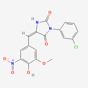 3-(3-chlorophenyl)-5-(4-hydroxy-3-methoxy-5-nitrobenzylidene)-2,4-imidazolidinedione