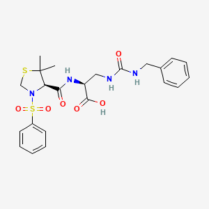 molecular formula C23H28N4O6S2 B591522 N-[[(4R)-5,5-二甲基-3-(苯磺酰基)-4-噻唑烷基]羰基]-3-[[[(苯甲基)氨基]羰基]氨基]-L-丙氨酸 CAS No. 916734-43-5