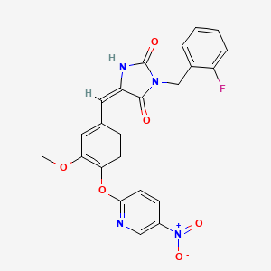molecular formula C23H17FN4O6 B5915224 3-(2-fluorobenzyl)-5-{3-methoxy-4-[(5-nitro-2-pyridinyl)oxy]benzylidene}-2,4-imidazolidinedione 