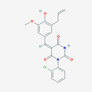 molecular formula C21H17ClN2O5 B5915263 5-(3-allyl-4-hydroxy-5-methoxybenzylidene)-1-(2-chlorophenyl)-2,4,6(1H,3H,5H)-pyrimidinetrione 