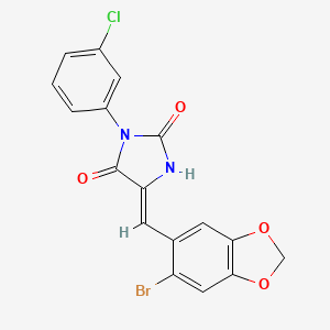 molecular formula C17H10BrClN2O4 B5915278 5-[(6-bromo-1,3-benzodioxol-5-yl)methylene]-3-(3-chlorophenyl)-2,4-imidazolidinedione 