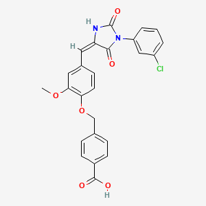 4-[(4-{[1-(3-chlorophenyl)-2,5-dioxo-4-imidazolidinylidene]methyl}-2-methoxyphenoxy)methyl]benzoic acid