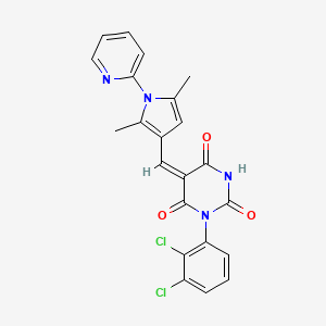 molecular formula C22H16Cl2N4O3 B5915285 1-(2,3-dichlorophenyl)-5-{[2,5-dimethyl-1-(2-pyridinyl)-1H-pyrrol-3-yl]methylene}-2,4,6(1H,3H,5H)-pyrimidinetrione 