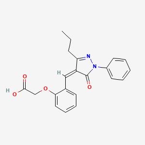 {2-[(5-oxo-1-phenyl-3-propyl-1,5-dihydro-4H-pyrazol-4-ylidene)methyl]phenoxy}acetic acid