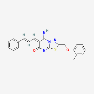 molecular formula C22H18N4O2S B5915355 5-imino-2-[(2-methylphenoxy)methyl]-6-(3-phenyl-2-propen-1-ylidene)-5,6-dihydro-7H-[1,3,4]thiadiazolo[3,2-a]pyrimidin-7-one 
