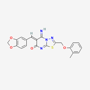 6-(1,3-benzodioxol-5-ylmethylene)-5-imino-2-[(2-methylphenoxy)methyl]-5,6-dihydro-7H-[1,3,4]thiadiazolo[3,2-a]pyrimidin-7-one